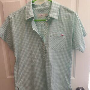 Vineyard Vines Women’s Top | White & Green Gingham Size 8